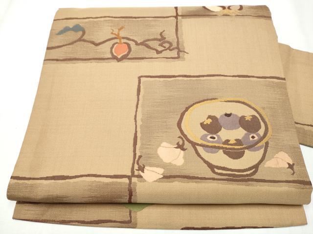 平和屋着物●九寸名古屋帯 成物 正絹 逸品 CABA4856hy