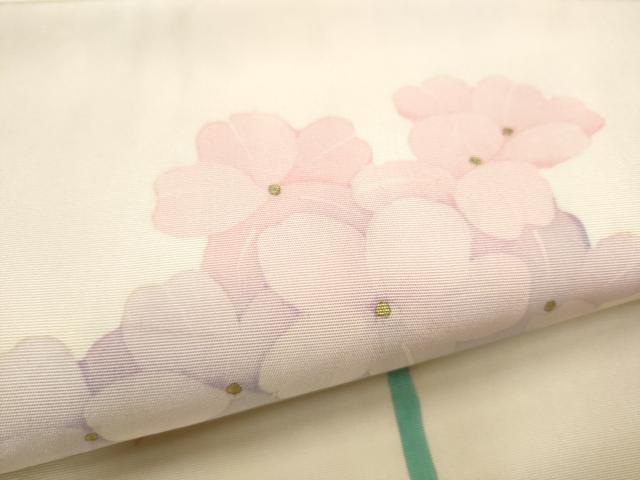 平和屋着物●塩瀬 九寸名古屋帯 手描き 枝花文 金銀彩 正絹 逸品 CABA5060hy