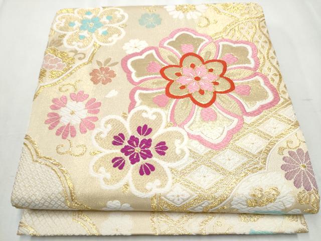 平和屋着物●六通柄袋帯 唐織 舞花文 金糸 正絹 逸品 CABA5158hy