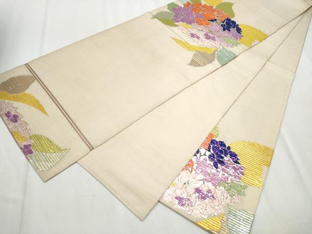 平和屋着物*夏物 龍村平蔵製 六通柄 本袋帯 あじさい 金銀糸 正絹 逸品 CABA5196hy