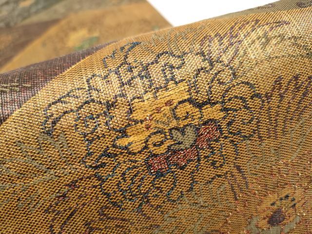 平和屋着物●六通柄袋帯 つづれ紹寿 切嵌花蝶文 金糸 正絹 逸品 CABA5198hy