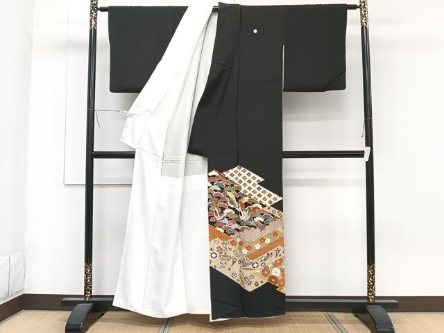 平和屋着物■豪華黒留袖 作家物 駒刺繍 飛鶴吉祥花文 暈し染め 金彩 正絹 逸品 CABA5554xi