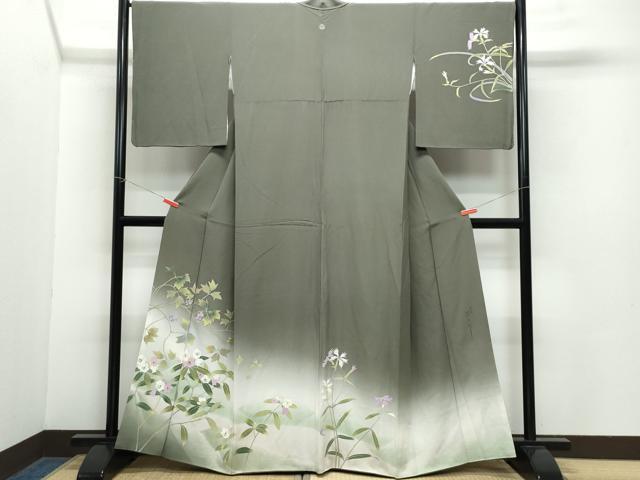 平和屋着物●二代目清次郎 手描き 訪問着 枝花文 暈し染め 正絹 逸品 CABA6055vf