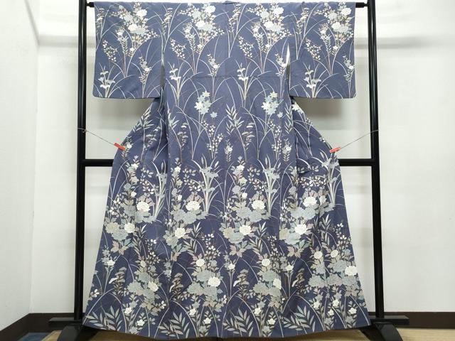 平和屋着物●訪問着 草花文 金彩 鬼しぼ縮緬 正絹 逸品 CABA6070vf