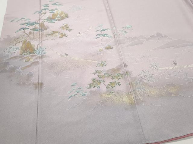 平和屋着物●訪問着 人物草木文 暈し染め 金彩 ロング丈 正絹 逸品 CABA6090vf