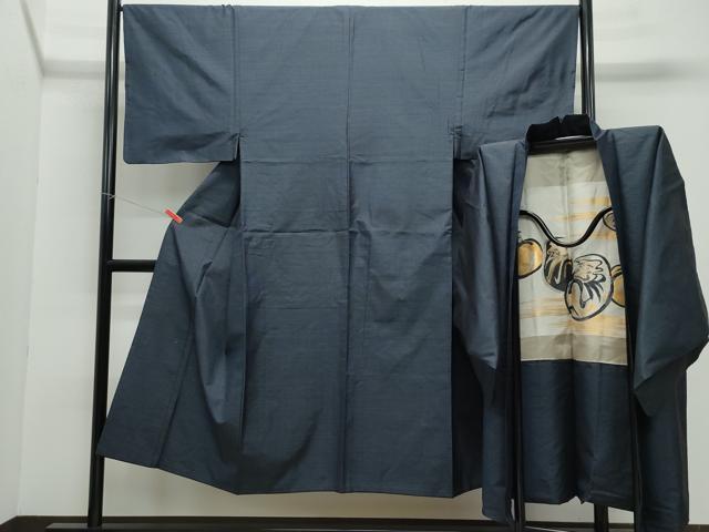 平和屋着物●男性 本場大島紬 アンサンブル 80亀甲 総詰め 正絹 逸品 CABA6113vf