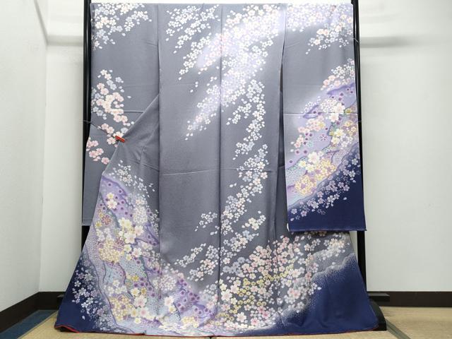 平和屋着物●豪華振袖 駒刺繍 舞花文 銀通し地 仮絵羽 逸品 未使用 CABA6138vf