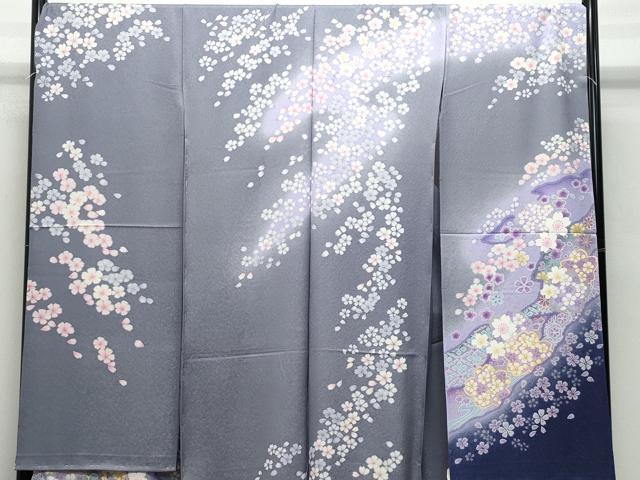 平和屋着物●豪華振袖 駒刺繍 舞花文 銀通し地 仮絵羽 逸品 未使用 CABA6138vf
