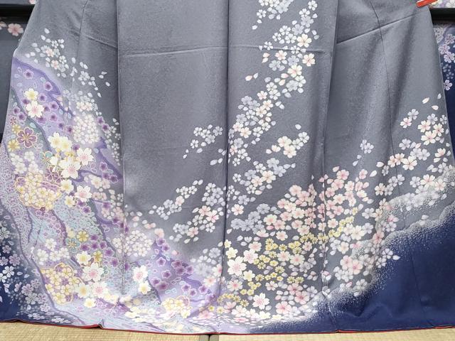 平和屋着物●豪華振袖 駒刺繍 舞花文 銀通し地 仮絵羽 逸品 未使用 CABA6138vf