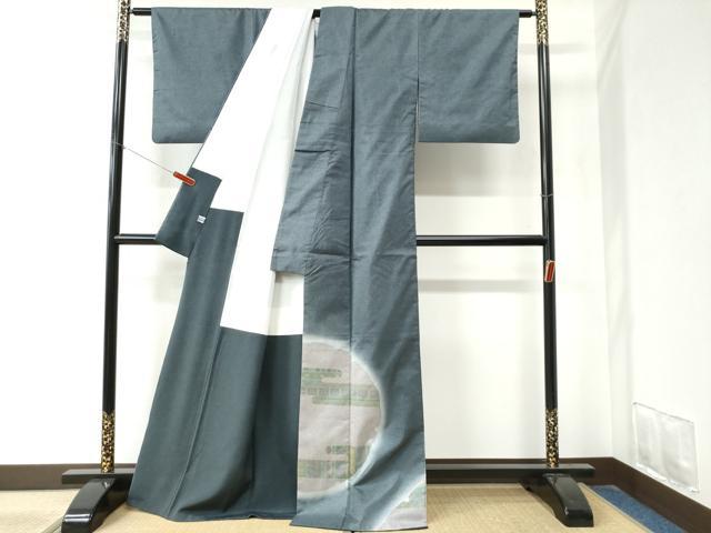 平和屋着物●訪問着 本場染大島紬 雪輪鹿の子霞吉祥文 正絹 逸品 CABA6165yc
