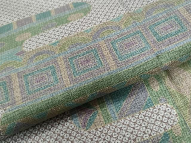 平和屋着物●訪問着 本場染大島紬 雪輪鹿の子霞吉祥文 正絹 逸品 CABA6165yc