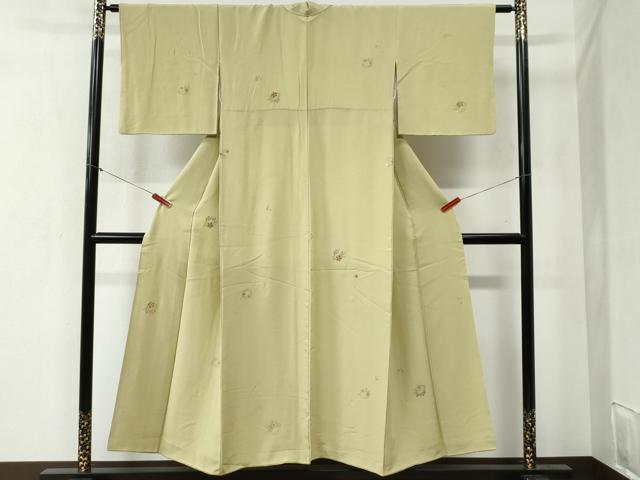 平和屋着物●上質な小紋 総刺繍 花唐草丸文 金糸 正絹 逸品 CABA6208yc