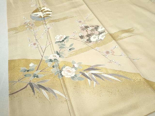 平和屋着物●訪問着 駒刺繍 雪輪飛鶴枝梅花文 金彩 正絹 逸品 CABA6294yc