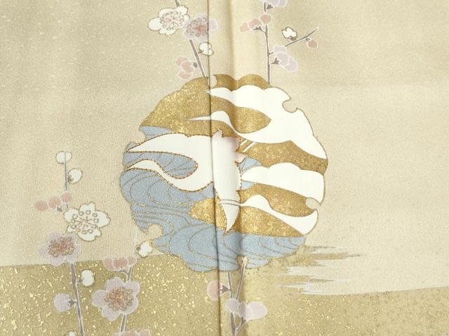 平和屋着物●訪問着 駒刺繍 雪輪飛鶴枝梅花文 金彩 正絹 逸品 CABA6294yc