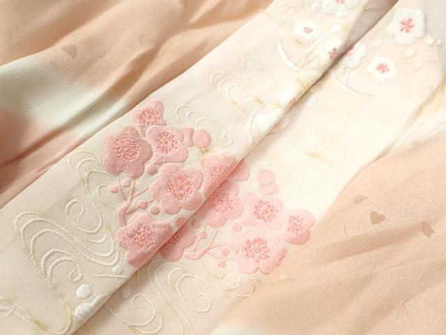 平和屋着物●長襦袢 袷 舞花弁地紋 暈し染め 半衿刺繍 正絹 逸品 CABA6361yc