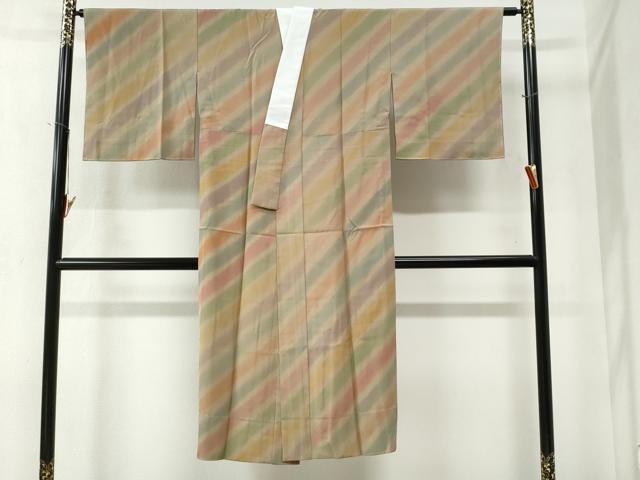 平和屋着物●長襦袢 無双仕立て 斜線文 暈し染め 正絹 逸品 未使用 CABA6365yc