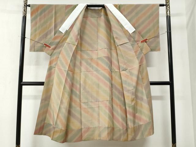 平和屋着物●長襦袢 無双仕立て 斜線文 暈し染め 正絹 逸品 未使用 CABA6365yc