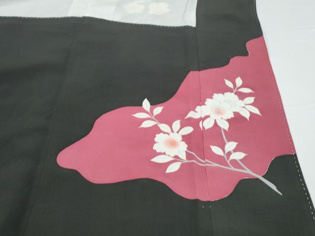 平和屋着物▼豪華黒留袖 刺繍 尾長鶏花文 暈し染め 金彩 正絹 逸品 CABA6764th