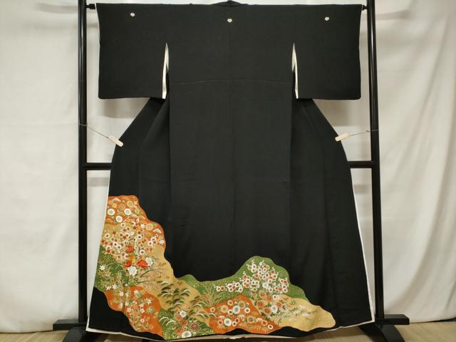 平和屋着物■豪華黒留袖 駒刺繍 道長松竹梅花文 金彩 正絹 逸品 CABA6895ev