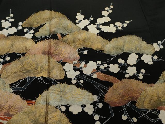平和屋着物■豪華黒留袖 立波枝梅松文 花筏 金彩 正絹 逸品 CABA7151ev