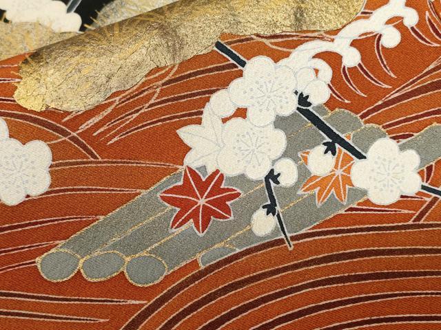 平和屋着物■豪華黒留袖 立波枝梅松文 花筏 金彩 正絹 逸品 CABA7151ev