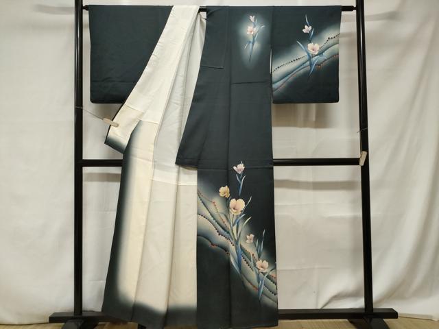 平和屋着物■訪問着 草花文 暈し染め 正絹 逸品 CABA7324ev