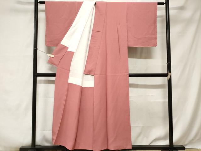 平和屋着物■上質な色無地 紅梅色 正絹 逸品 未使用 CABA7425ev