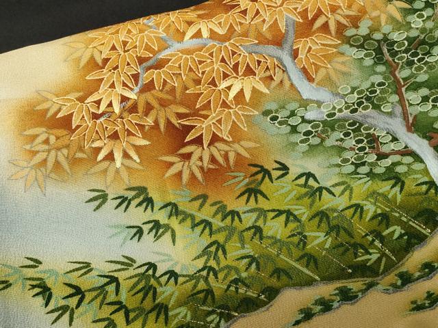 平和屋着物■豪華黒留袖 刺繍 遠山松竹梅 暈し染め 金彩 正絹 逸品 CABA7595ev