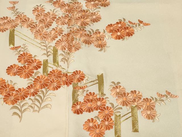 平和屋着物■訪問着 駒刺繍 菊文 金糸 正絹 逸品 CABA7598ev