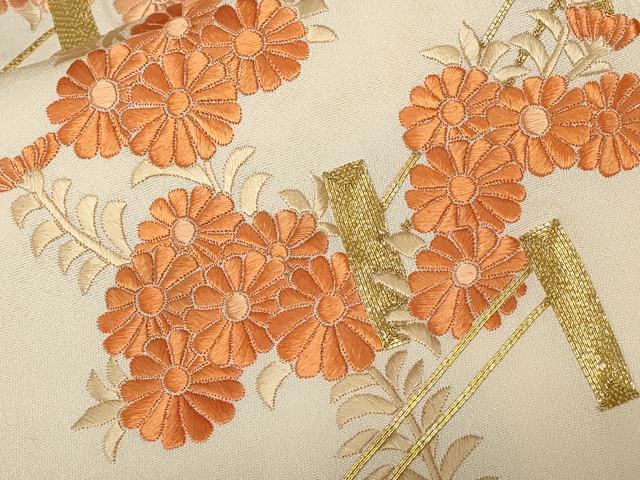 平和屋着物■訪問着 駒刺繍 菊文 金糸 正絹 逸品 CABA7598ev