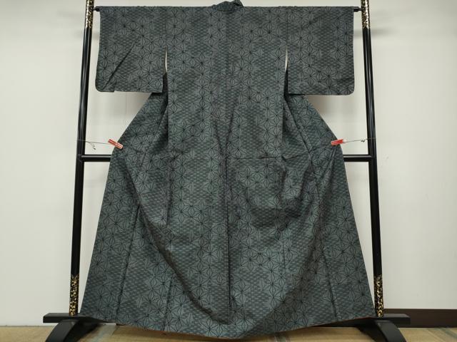 平和屋着物●本場大島紬 7マルキ 麻の葉吉祥文 正絹 逸品 未使用 CABA8003ut