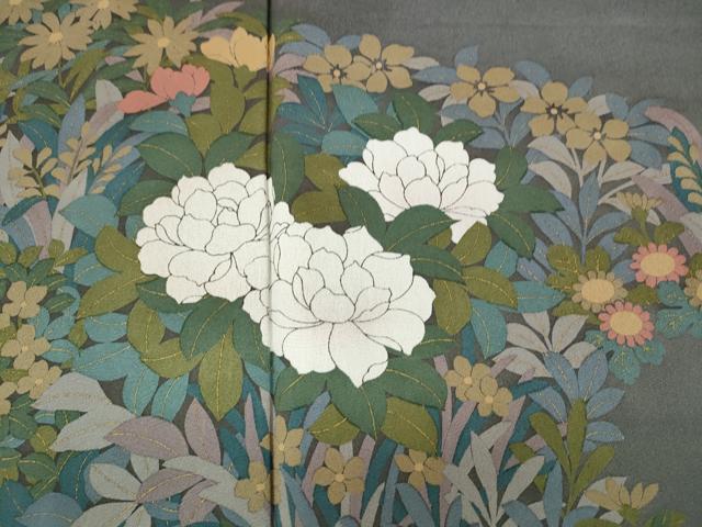 平和屋着物●訪問着 エ霞花文 金彩 正絹 逸品 CABA8009ut
