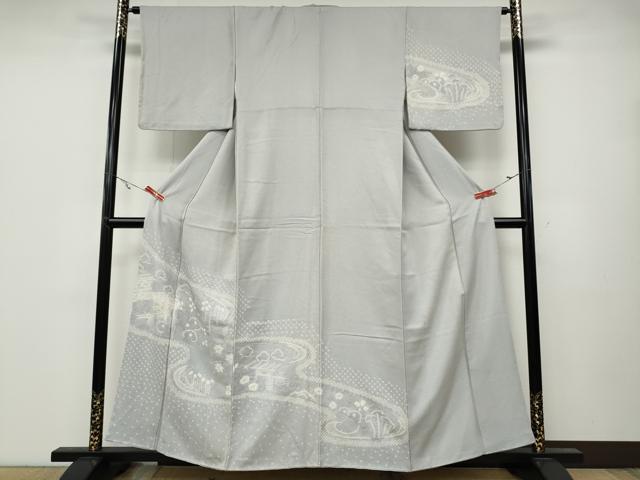 平和屋着物●訪問着 絞り 流水風景花文 正絹 逸品 CABA8015ut