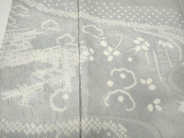 平和屋着物●訪問着 絞り 流水風景花文 正絹 逸品 CABA8015ut