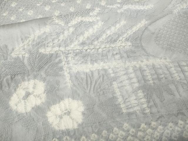 平和屋着物●訪問着 絞り 流水風景花文 正絹 逸品 CABA8015ut