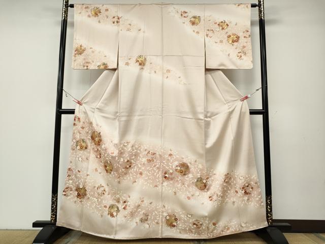 平和屋着物●訪問着 駒刺繍 草花丸文 暈し染め 金彩 正絹 逸品 CABA8058ut
