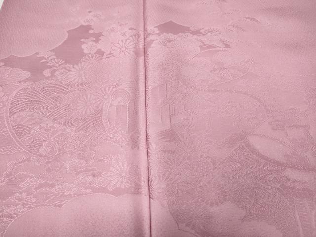 平和屋着物●豪華色留袖 雲取り絵巻花地紋 鴇色 正絹 逸品 CABA8066ut