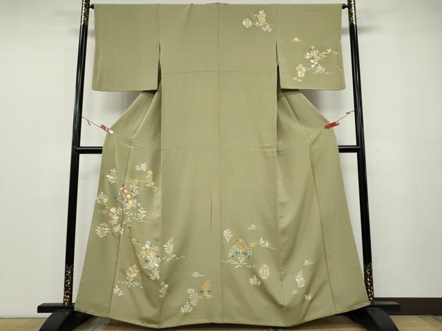 平和屋着物●訪問着 刺繍 草花文 金彩 正絹 逸品 CABA8154ut