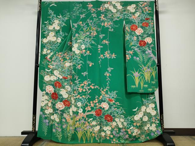 平和屋着物○豪華振袖 友禅 作家物 草花文 鬼しぼ縮緬 正絹 逸品