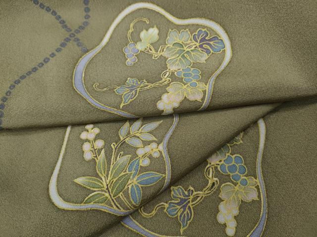 平和屋着物●上質な小紋 葡萄草花文 正絹 逸品 CABA8210ut