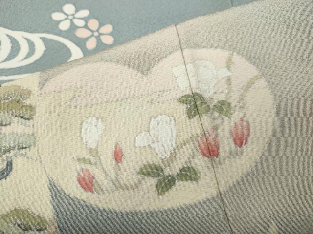 平和屋着物●訪問着 流水短冊草花文 暈し染め 正絹 逸品 CABA8229ut