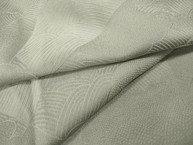 平和屋着物●上質な色無地　切嵌立波地紋　灰黄緑色　正絹　逸品　CABA8283ut 平和屋着物○上質な色無地 切嵌立波地紋 灰黄緑色 正絹