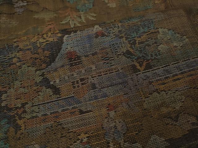 平和屋着物●本場大島紬 9マルキ 人物風景文 正絹 逸品 未使用 CABA8304ut