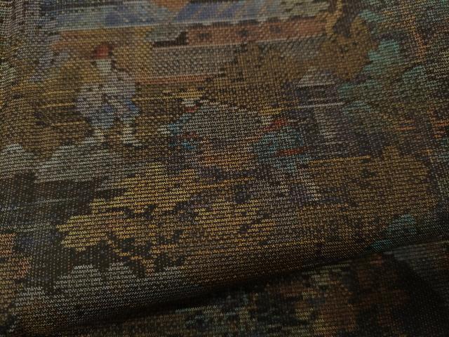 平和屋着物●本場大島紬 9マルキ 人物風景文 正絹 逸品 未使用 CABA8304ut