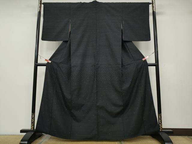 平和屋着物●訪問着 紬地 十字絣 正絹 逸品 CABA8309ut