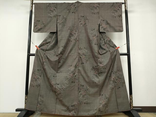 平和屋着物●本場大島紬 7マルキ 蔦の葉花文 正絹 逸品 CABA8391ut