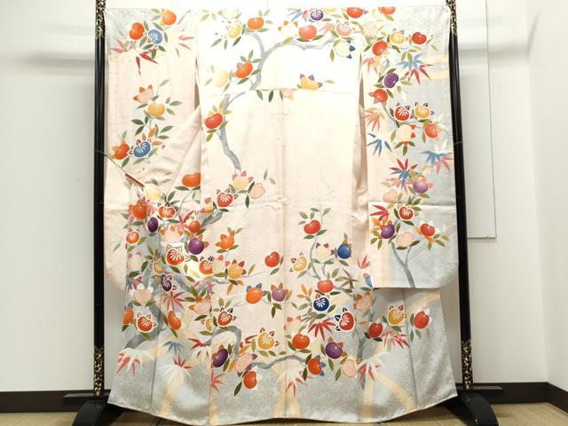 平和屋着物●豪華振袖 刺繍 枝橘 正絹 逸品 CABA8513th