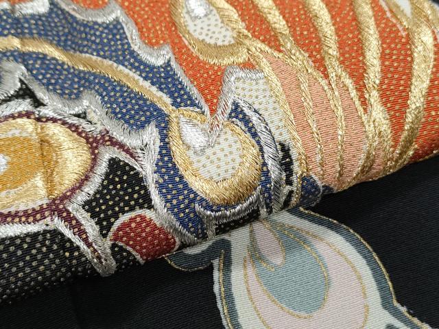 平和屋着物▼豪華黒留袖 孔雀丸文 金彩 正絹 逸品 CABA8693th