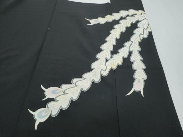 平和屋着物▼豪華黒留袖 孔雀丸文 金彩 正絹 逸品 CABA8693th