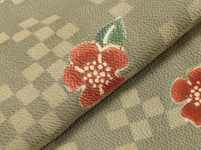 平和屋着物●訪問着 草花文 鬼しぼ縮緬 正絹 逸品 CABA8882dy